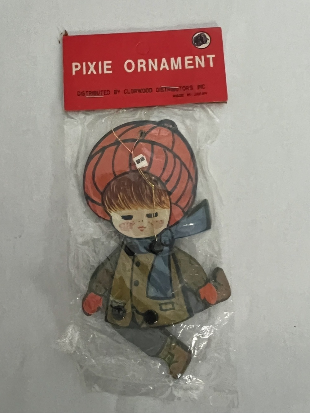 Vintage Holiday Pixie Ornament Child Hinged Jointed Gift tag Art Christmas